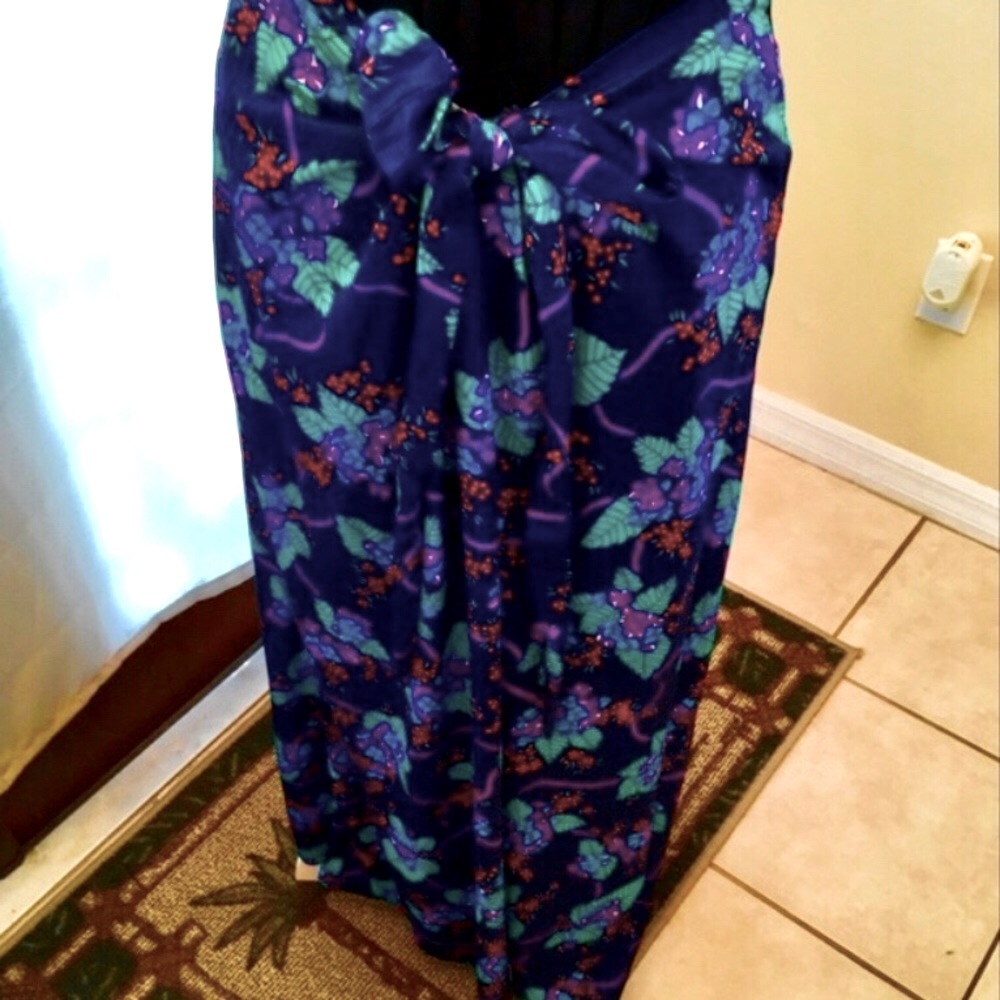 Swimsuit Coverup wrap with purple & green leaf design
